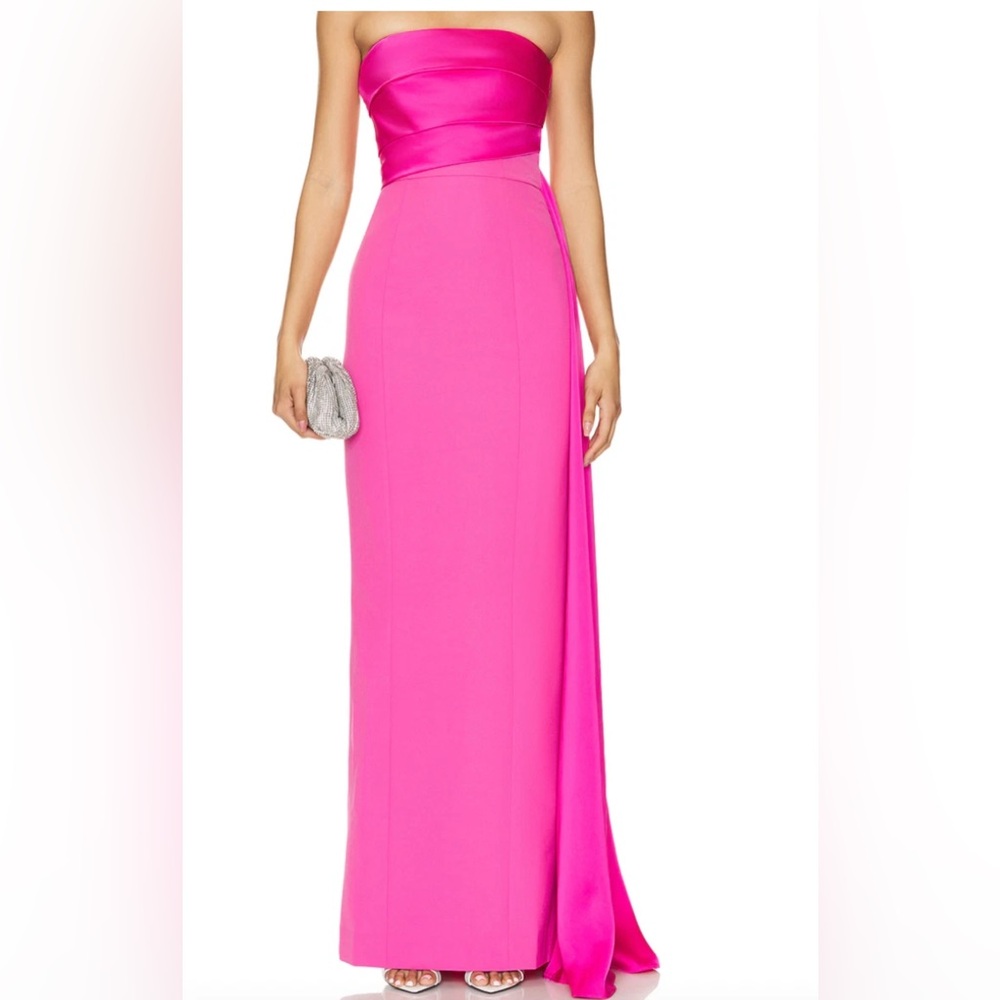 NBD Amira Gown Maxi dress pop pink medium strapless formal event wedding NEW